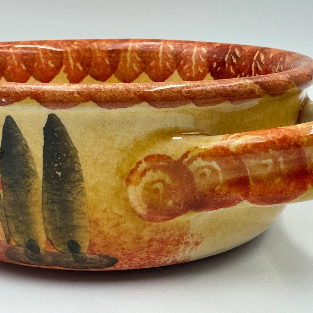 Italica Ars Hand Painted Italian Pottery Soup Bowl Tuscan Landscape Oven‎ Proof